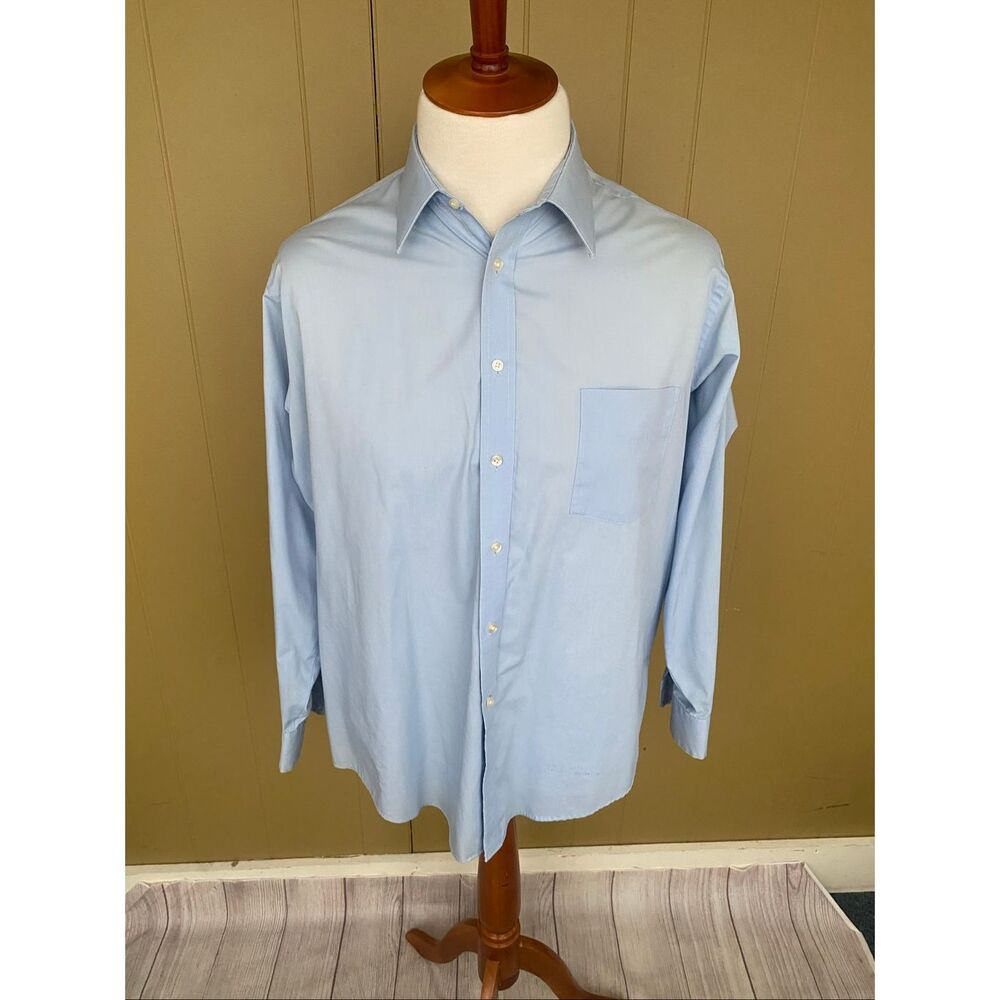 Stafford men 17 neck 34 sleeve button down light blue dress shirt